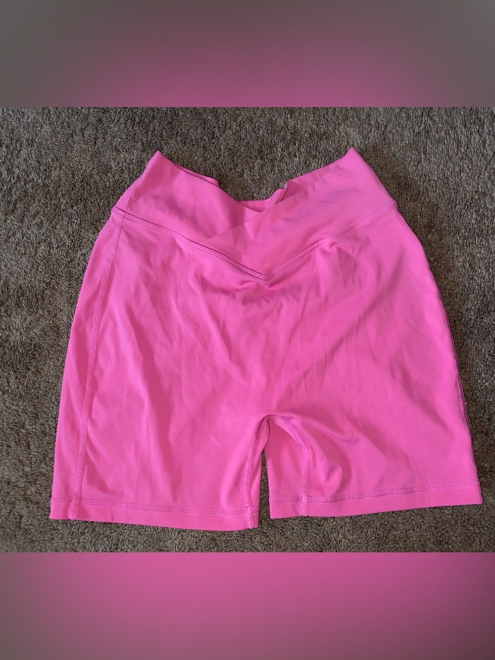 High-Rise Pink Women's Bike Shorts with V-Waistband